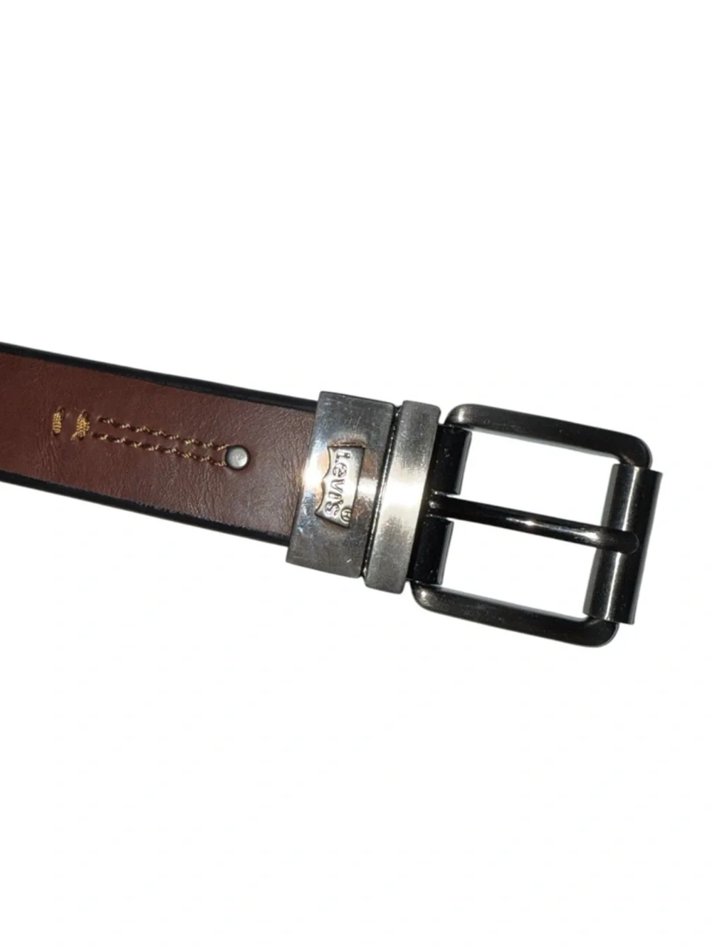 Levi’s Boy’s Brown Belt Silver Buckle Medium 26-28 Faux Leather‎ Classic